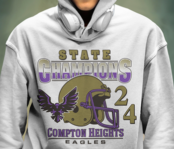 man wearing championship merch