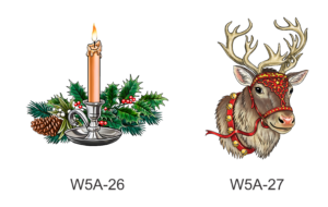 detailed holiday candle and raindeer clip art designs