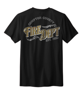 black t shirt with compton county fire dept est 1956