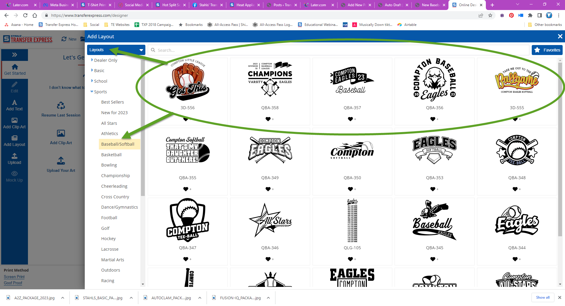 5 New Baseball & Softball Layout Designs in Easy View Transfer