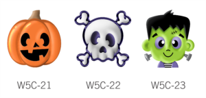 cute halloween clip art of jack-o-lantern, skull and crossbones, and frankenstein