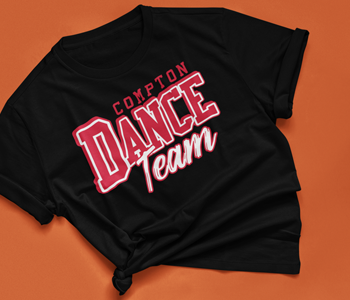 compton dance team design on black t shirt