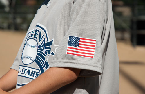 USA flag on baseball uniform
