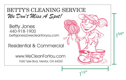 Betty's Cleaning Service business card with logo