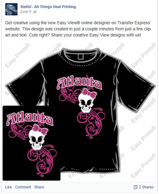 Facebook post with Easy View T-shirt ideas