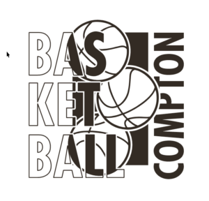 compton basketball with three basketballs geometric design 