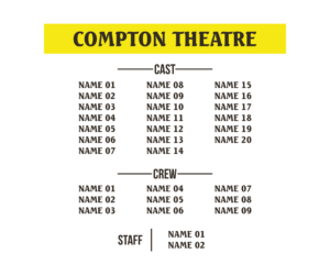 compton theatre cast list design for t-shirt back