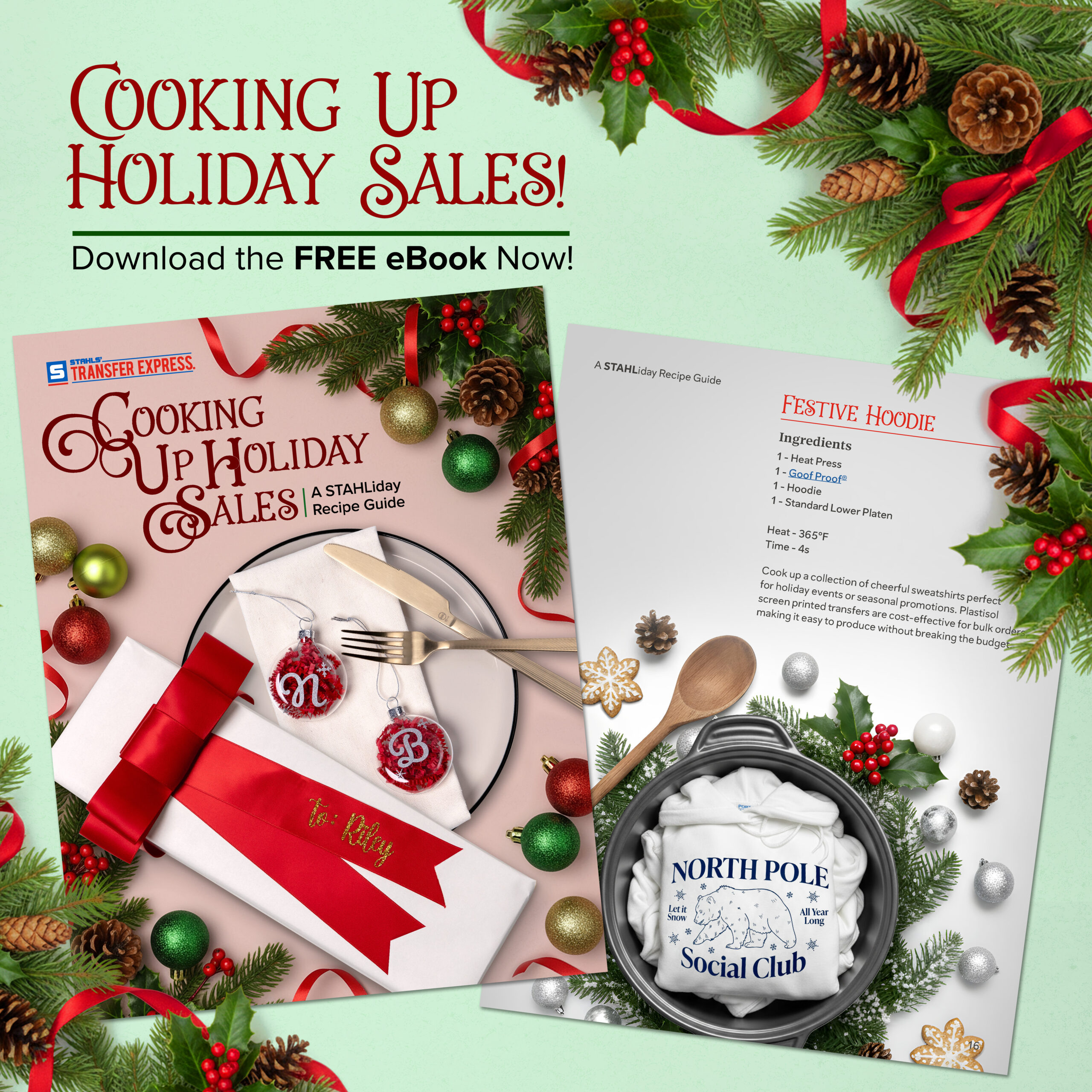 heading that states "cooking up holiday sales download the free ebook now" with image of the holiday lookbook