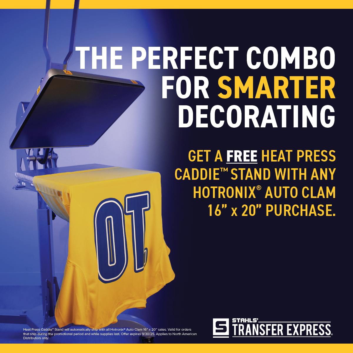the perfect combo for smarter decorating get a free heat press caddie stand with any hotronix 16x20 auto clam purchase