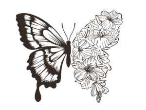 black and white butterfly breast cancer awareness design