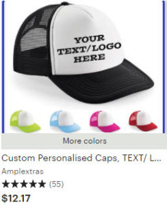 Sell store custom hats