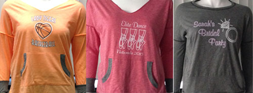 Slub tees printed with custom screen printed transfers