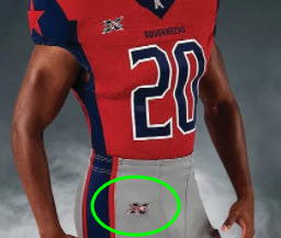 team logo on football uniform pants