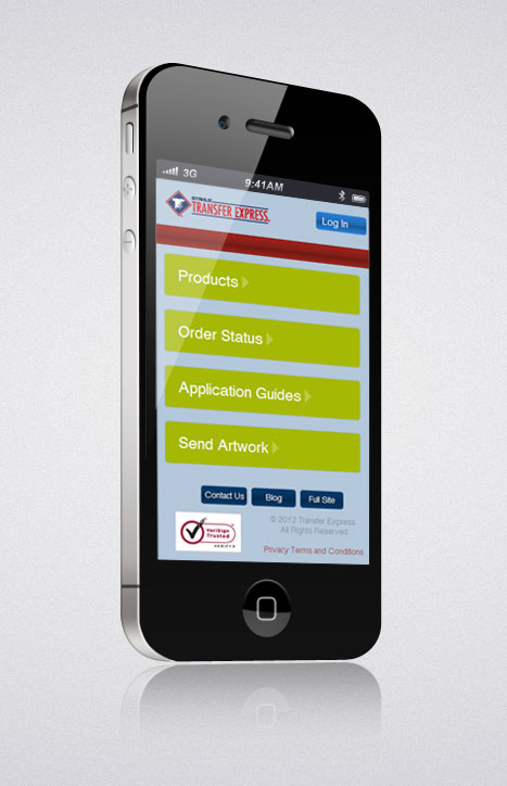Transfer Express Mobile Site on iPhone