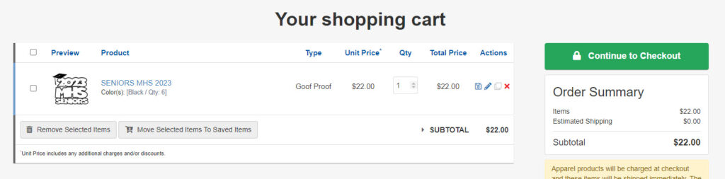 your proof will be in the cart to order