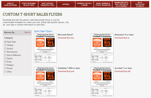 sales flyers for custom apparel