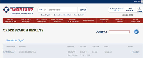 search past orders by description