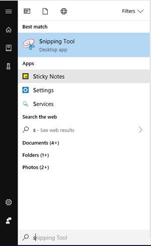 search for snipping tool