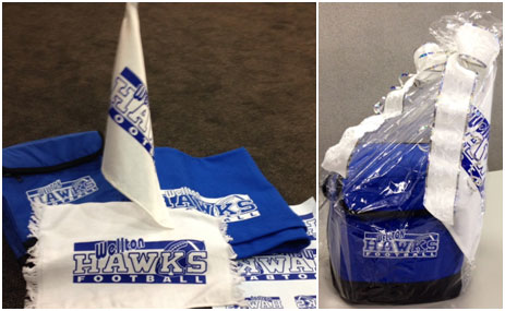 Tailgating gift package using screen printed transfers